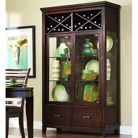 Display Cabinet With 2 Sliding Glass Doors and 2 Shelves and 2 Wine Compartments